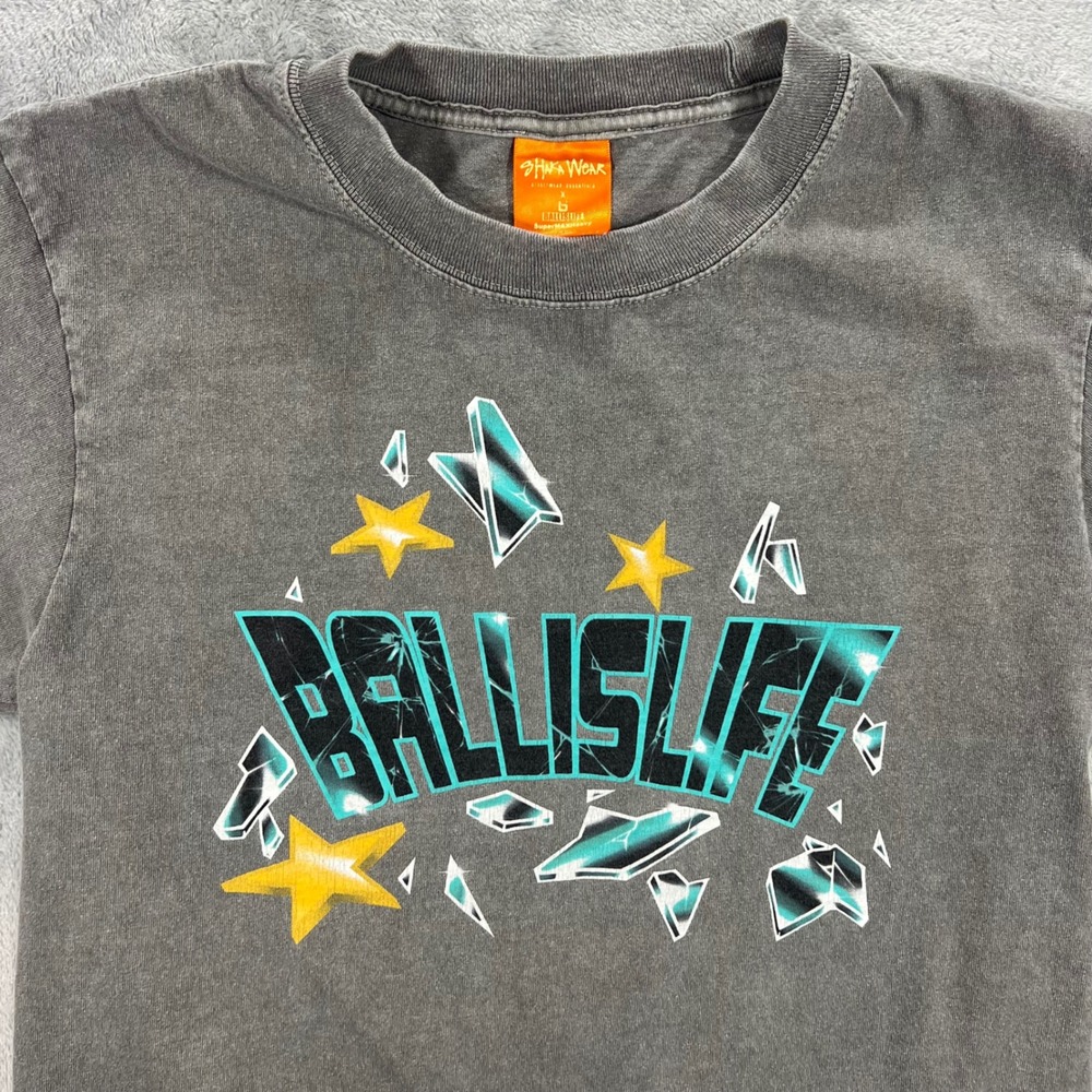 SHAKA WEAR x BALLISLIFE T-Shirt Mens Small Grey Heavyweight Graphic Tee